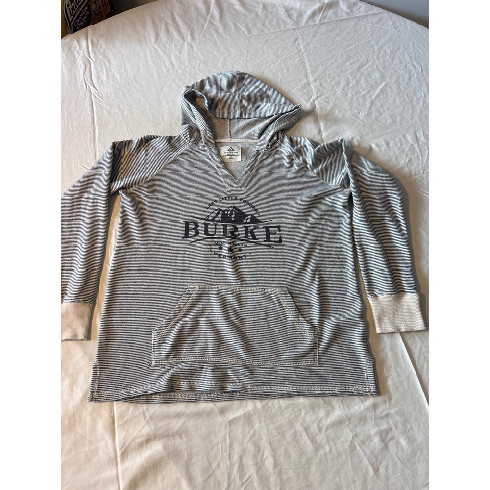 Artforms Burke Mountain Hoodie Womens Medium Grey Striped Excellent V-Neck Ski